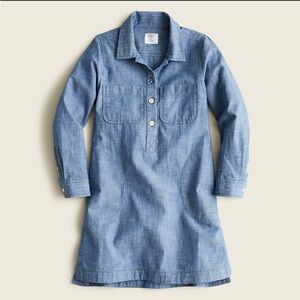 NWT J Crew Crew Cuts Girls' long-sleeve field dress in chambray size 10